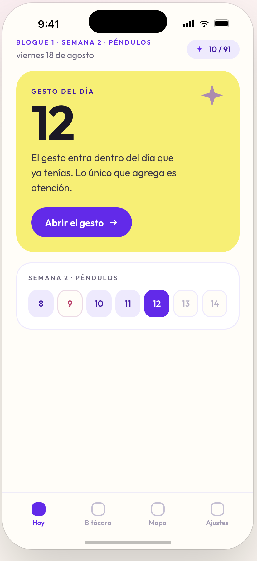 Pantalla: gesto del día